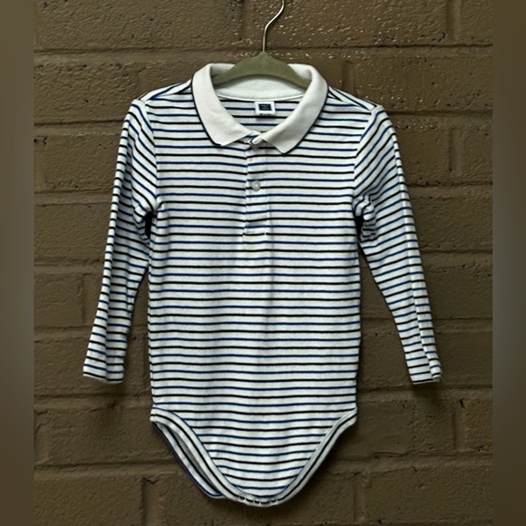 Janie and Jack blue and white boys striped onesie 18 -24 months - Picture 1 of 8